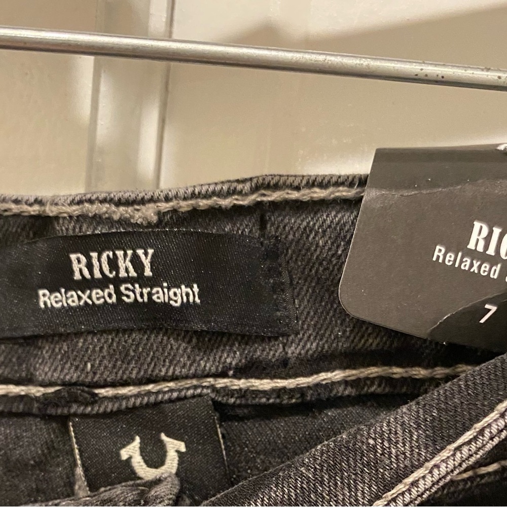 True Religion Black Relaxed Jeans with Distressed Finish - Picture 4 of 5